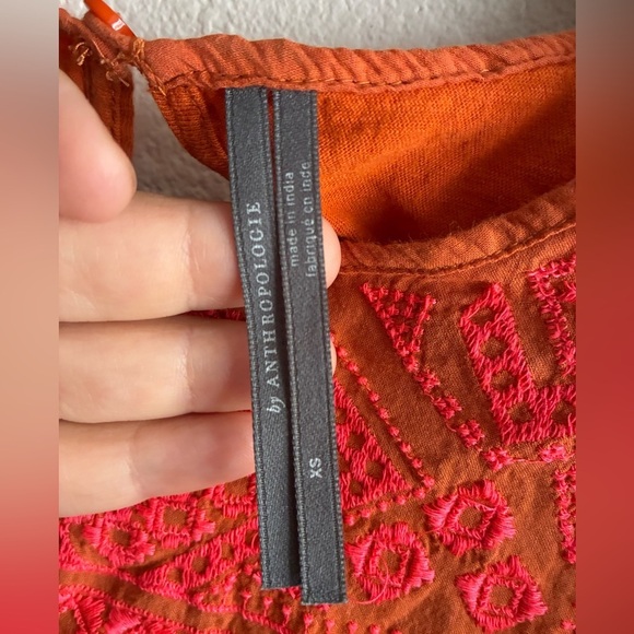 Anthropologie Rica Embroidered Top Orange XS - Picture 10 of 14